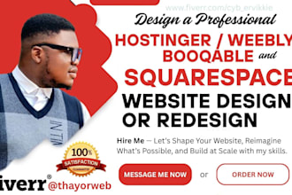 hostinger website, weebly website, booqable rental website, squarespace design