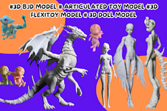 design 3d articulated bjd model, 3d flexi animals toy design, 3d dragon model