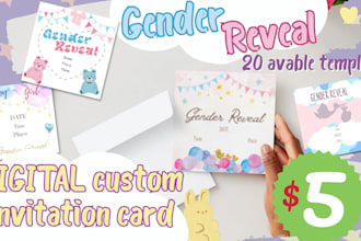 custom digital gender reveal party invitation card