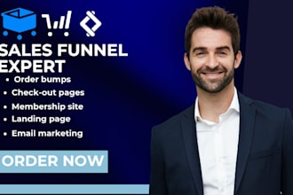 set up sales funnel  samcart simvoly thrivecart and gohighlevel funnels expert