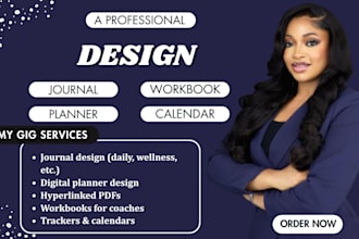 design custom journals, workbooks, trackers, planner, calendars, layout design