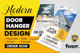 design creative door hanger, marketing flyer, rack card for roofing, and solar