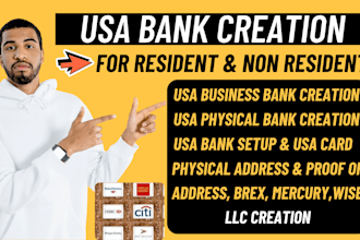 create USA business bank for all country USA physical address, proof of address