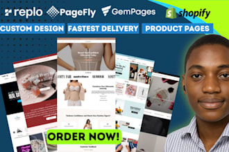 shopify landing pages, replo, gempages shopify product page, showit website