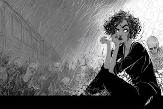 draw black and white ink and pencil illustration