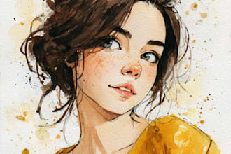 paint cute watercolor portrait