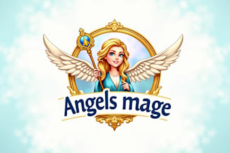 make custom angel mage logo with t shirt for your fashion