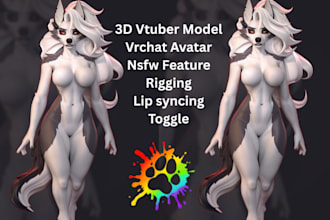 custom vrchat avatar 3d vtuber model furry avatar second life avatar, pc quest