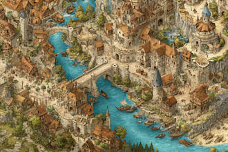 draw colored map illustrations of fantasy and city maps