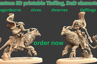 sculpt custom 3d printable tiefling, dnd character, miniature, props and terrain