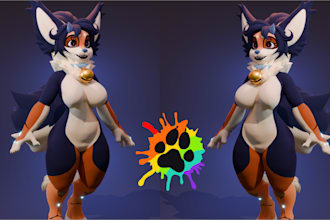 model 3d custom vrchat avatar vriod furry fursona avatar edit and vr vtuber