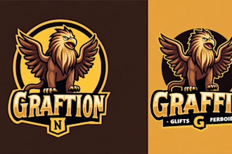 design unique griffin bird logo with t shirt in two days