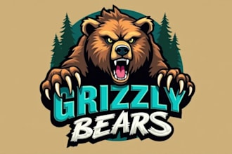 create unique grizzly bears logo with bold t shirt concept