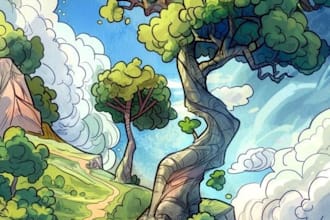 create stunning fantasy landscape, background illustration