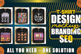 design trendy etsy t shirt with SEO, tshirt streetwear design, mockup branding