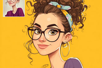 draw avatar in cartoon vector caricature portrait
