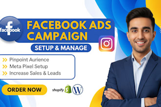 be facebook ads campaign manager , run instagram ads marketing for meta leads