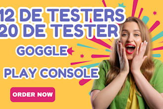 provide real 12 device testers or 20 device testers for goggle play console