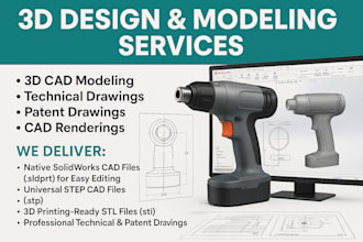 3d product design, cad modeling and technical drawings for prototyping