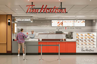 create 3d restaurant, cafe, and store interior renderings
