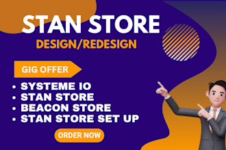 do stan store marketing, stan store set up, products upload, beacons ai