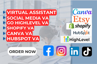 do ghl canva social media hubspot go highlevel shopify etsy virtual assistant va