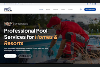 build swimming pool website construction website pool cleaning service website