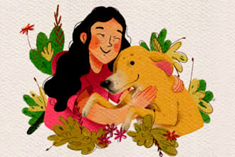 retratos en estilo acuarela para tu mascota o ser querido
