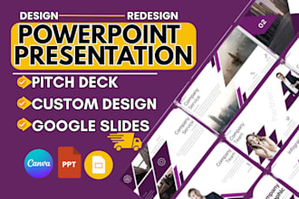 design, redesign powerpoint presentation, pitch deck, infographics, google slide