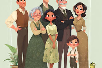 design a professional disney family portrait