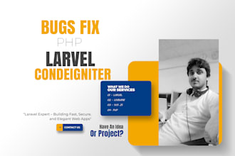 fix php laravel bugs,php script, codeigniter app, php portal, core php