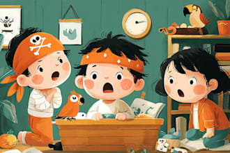 illustrate magical children book pages full of whimsy and color