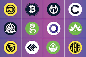 create minimalist startup tech app icon crypto token and coin logo design