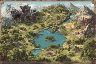 make a fantasy map illustrations for your project