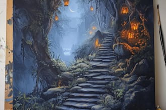 draw fantasy background and landscape