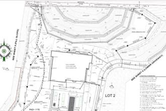design drainage plan, stormwater, grading, pipe network and profile plan