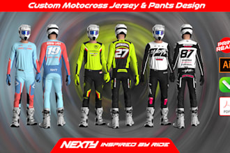 create custom motocross jersey and pants design 3d mockup