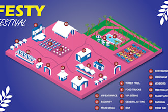 make 3d isometric festival maps, event maps, and vector map