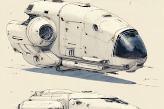 draw spaceship concept art or design a starship or scifi vehicle
