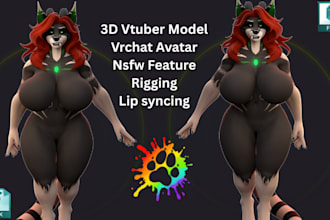 custom vrchat 3d model furry avatar anime character design vrc nsfw fursona