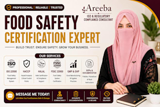 provide iso 22000, haccp, halal, gmp food safety consulting
