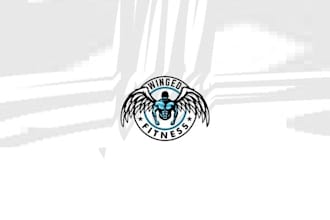 make unique focused illustration logo for winged fitness