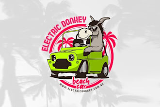 design professional electric donkey beach car logo
