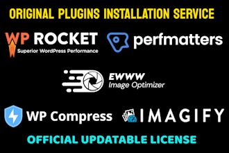 install wp rocket, perfmatters, , ewww, imagify , wpcompress plugin