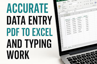 do accurate data entry, PDF to excel, and typing work