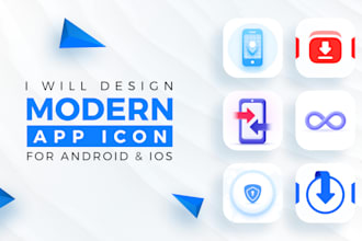 design unique flat or 3d app icons for mobile apps
