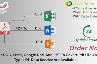 do data entry, typing, and file convert PDF to doc, xls or ppt