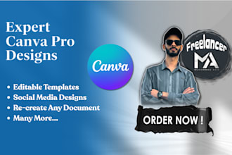create any editable design using canva pro, canva website