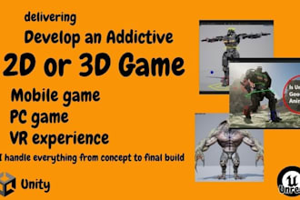 create a 2d or 3d video game in unity or unreal for PC or mobile