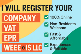 do your company registration, vat, epr, weee or US llc for amazon sellers
